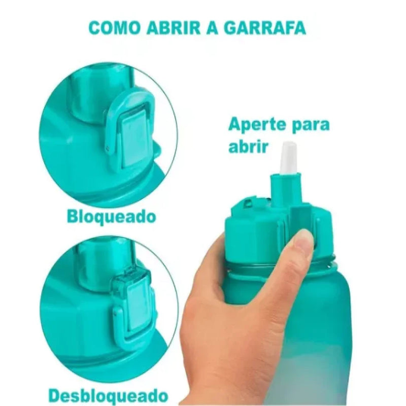 Kit - 3 Garrafas de Água - Squeeze Fitness Escolar Anti-vazamento