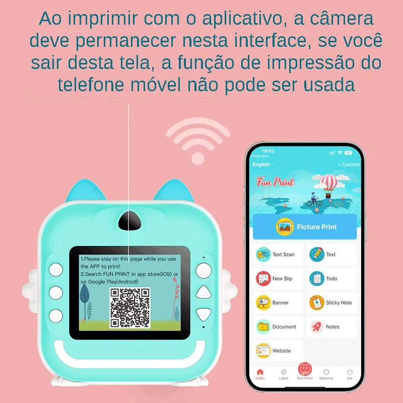 Camera Digital para crianças - Imprime a foto na hora - Fotos e Vídeos em HD