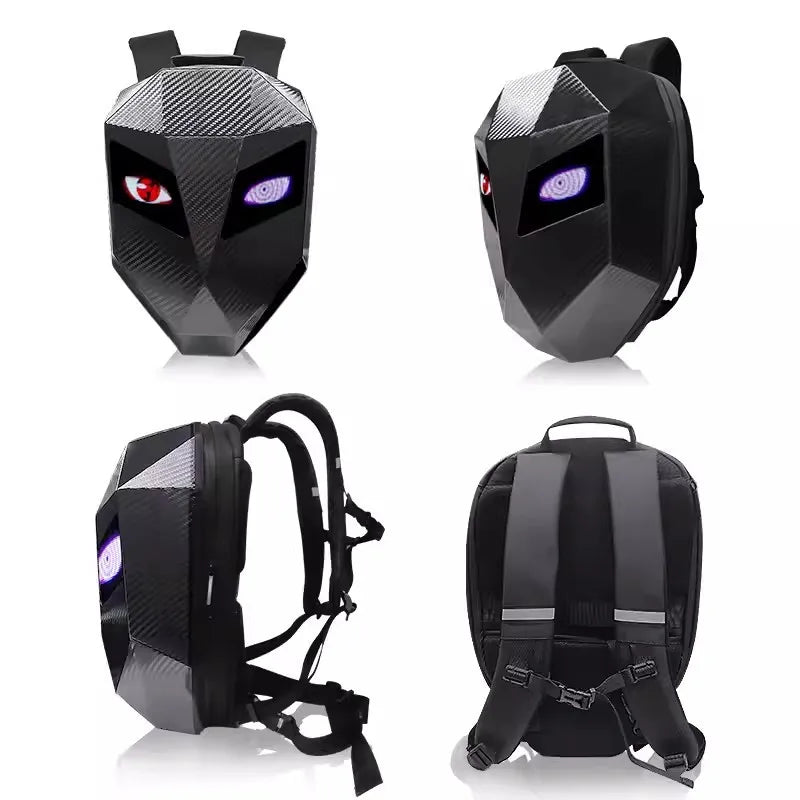 Mochila com Olhos em LED - Textura em fibra de carbono - Diversas configurações