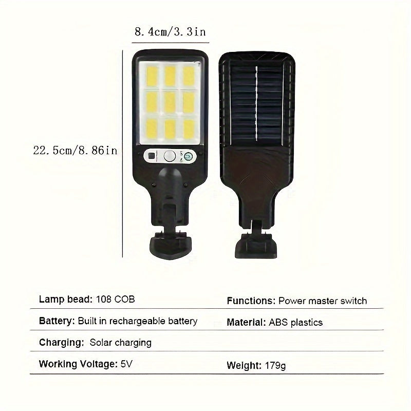 Lâmpada de Rua Solar 8000W - Luz LED Externa com Controle Remoto e Sensor de Movimento Ajustável